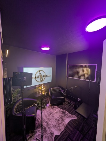 Content Cove studio with custom purple lighting